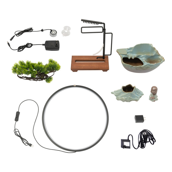 Winston Porter Indoor Weather Resistant Tabletop Fountain with Light